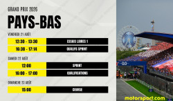 Le programme du GP des Pays-Bas F1 2026 : dates, horaires et infos