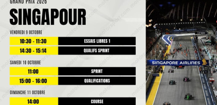 Le programme du Grand Prix de Singapour F1 2026 : dates, horaires et infos